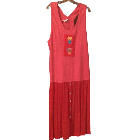 Johnny Was Vintage Red Tank Top Maxi Dress Size Large - Picture 1 of 12
